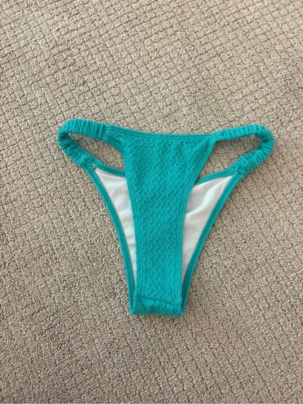SHEIN Teal Textured Cheeky Bikini Bottom